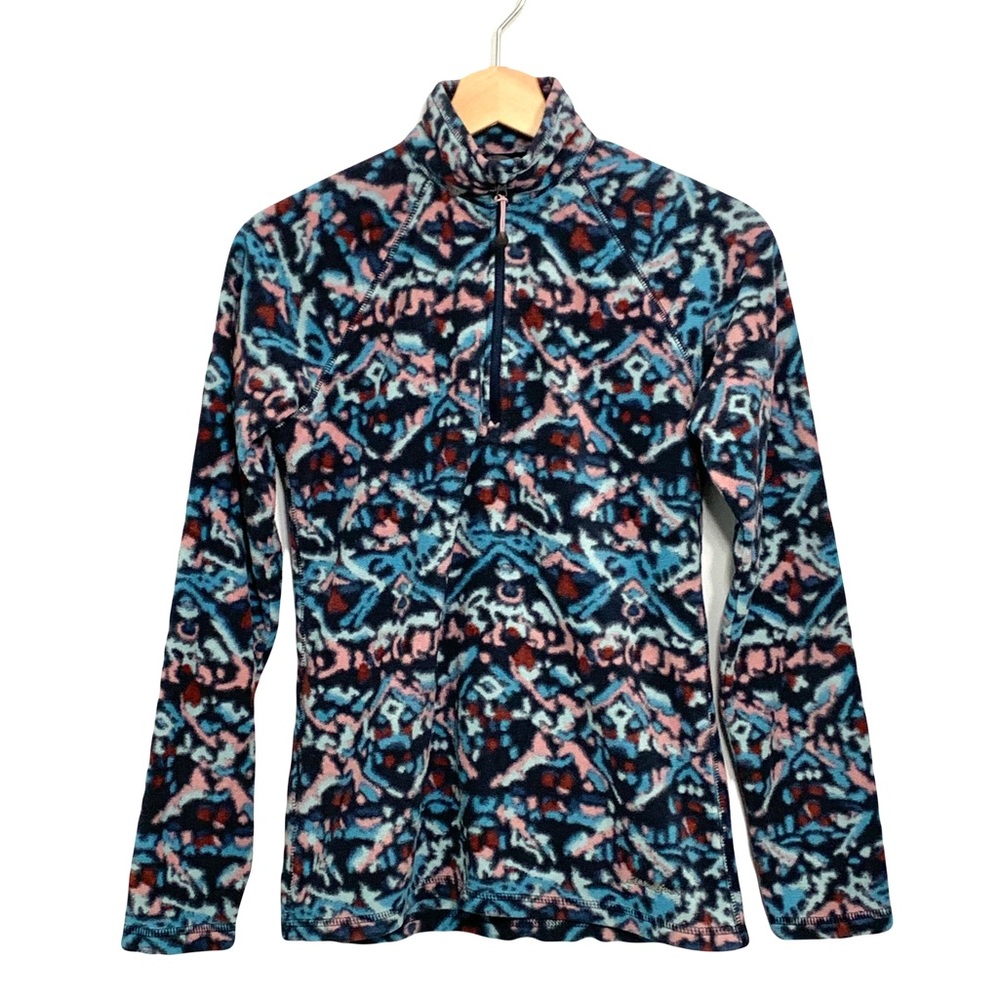 Eddie Bauer Quest Fleece 1/4-Zip Multi Color Printed Top Size XS
